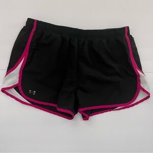 Under Armour Women's Black & Pink Athletic Shorts with drawstring waist large